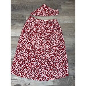 Vintage Andrea Gayle Pleated Red and White Skirt Sz S Secretary Geek USA W/ Belt